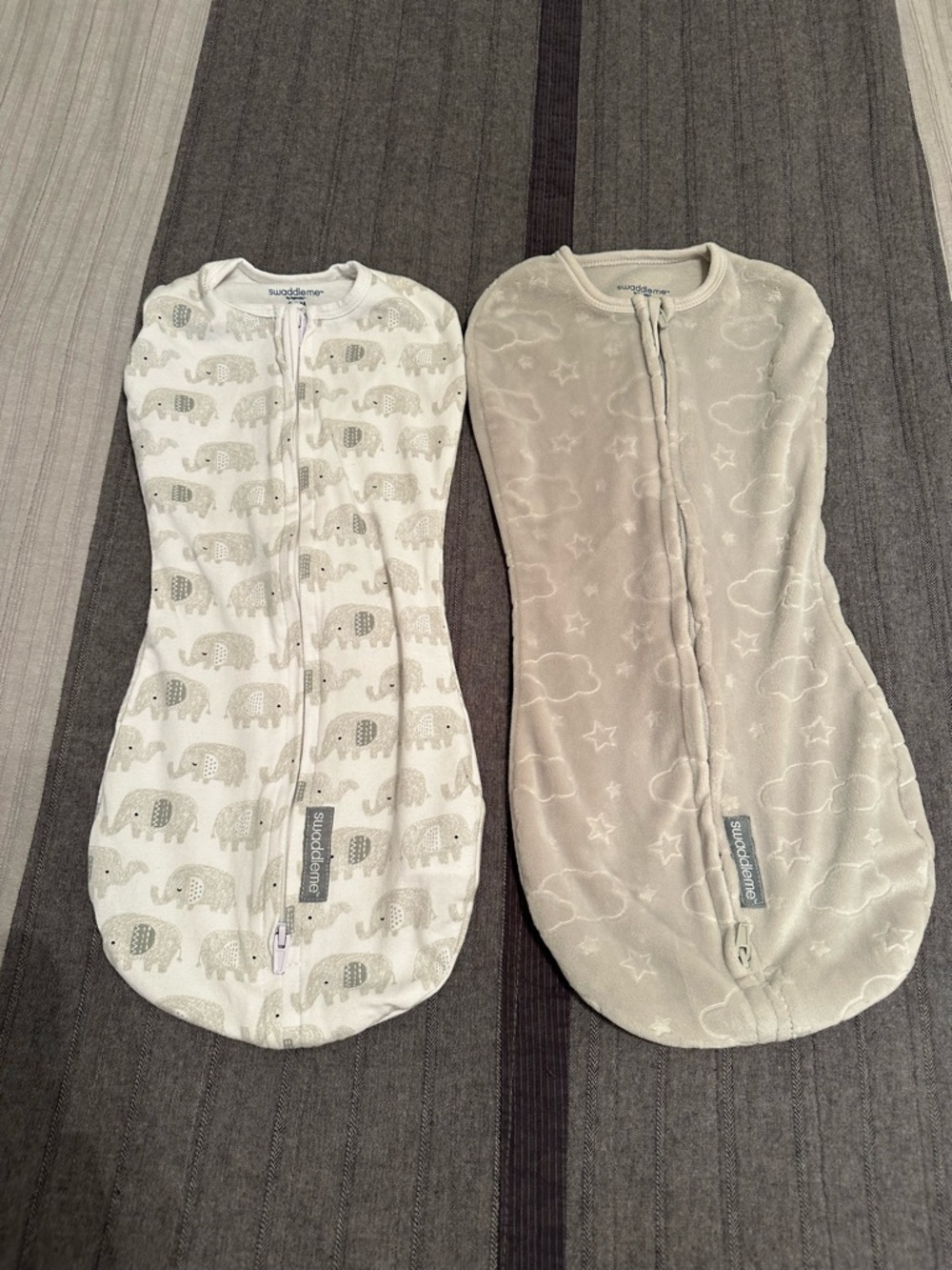 SwaddleMe White Sleep Sack with Gray Elephant Print
